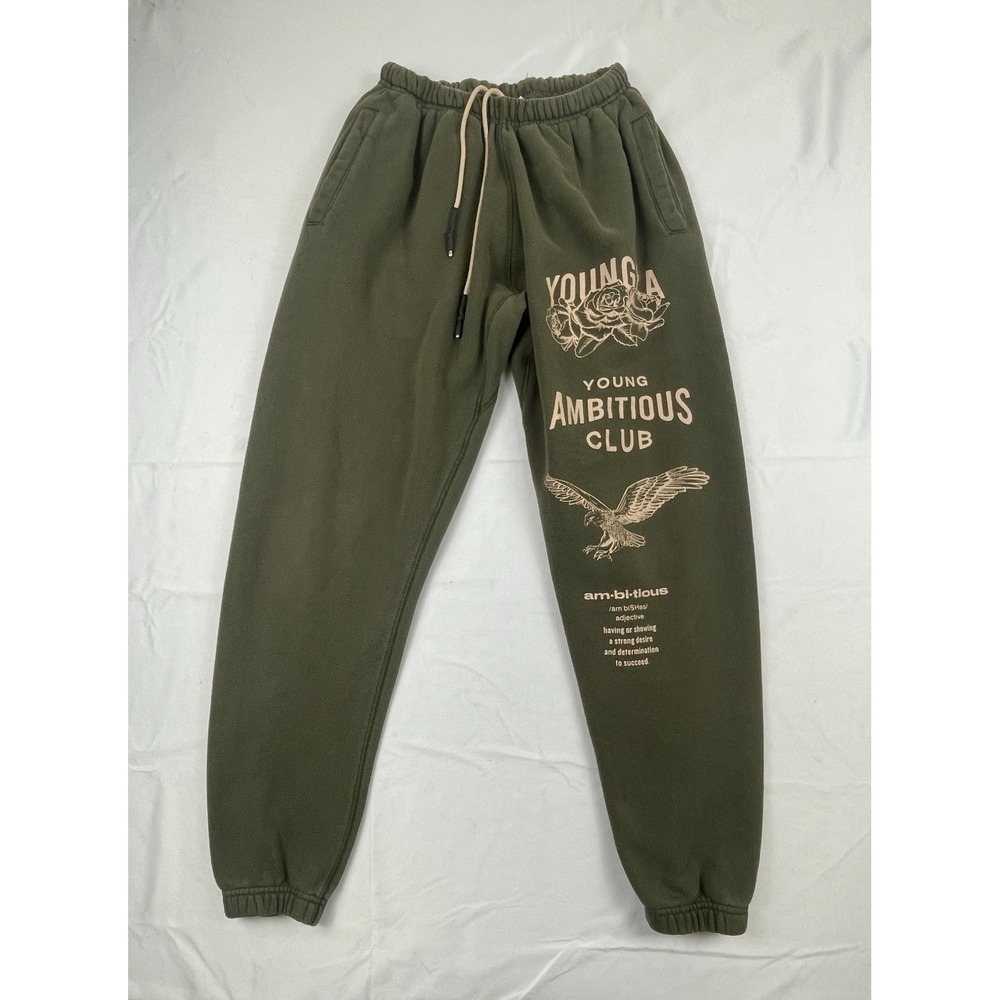 YoungLA Ambitious Club Graphic Sweatpants Olive Green Eagle Rose Joggers Mens